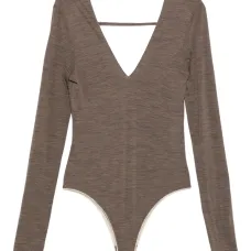 боди с V-образным вырезом и длинными рукавами