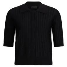 Кардиган в рубчик с воротником поло