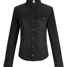 Джинсовая рубашка со стразами