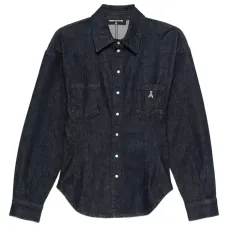 Джинсовая рубашка с объемными рукавами