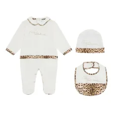 Комплект для новорожденного с воротником Питер Пэн и леопардовым принтом