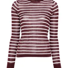 полосатый топ с высоким воротником