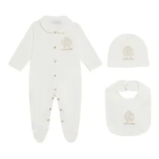 Комплект из комбинезона, шапки и нагрудника с логотипом