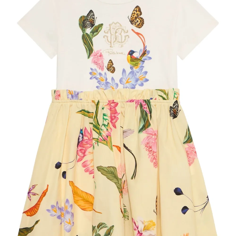 Платье с вышитым логотипом и принтом