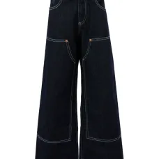 широкие джинсы с контрастной строчкой