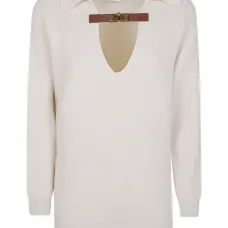 шерстяной свитер с пряжкой шерстяной свитер с пряжкой