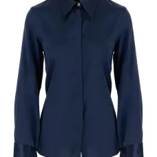 Шелковая рубашка с заостренным воротником