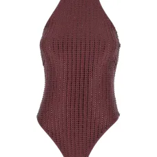 декорированный купальник с высоким воротником