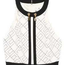 Топ с вырезом халтер и монограммой