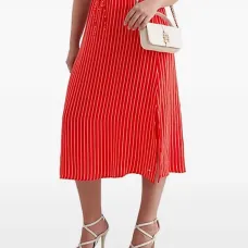 полосатая юбка с разрезом