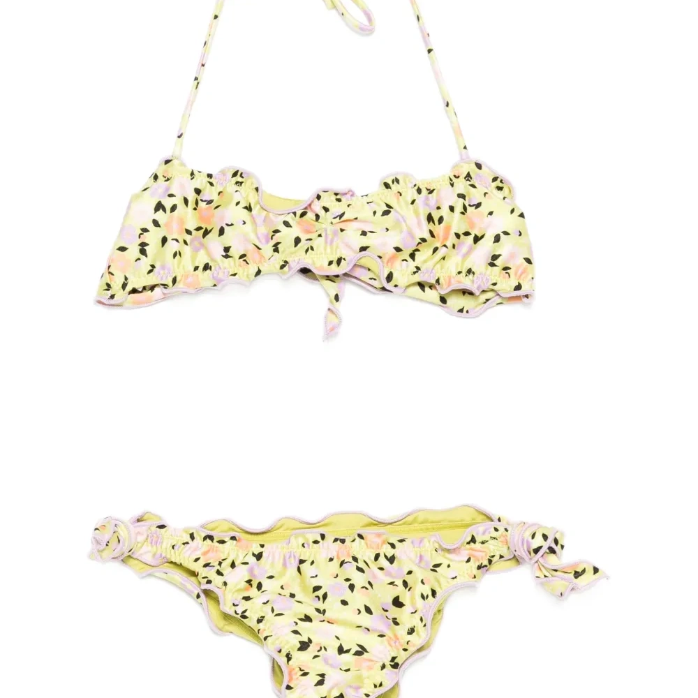 Бикини с оборками и цветочным принтом
