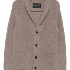 Кардиган с шалевым воротником и карманами