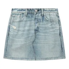 Джинсовая юбка мини с эффектом потертости