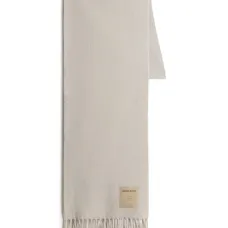 Шерстяной шарф с бахромой и нашивкой-логотипом