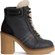 Ботинки из овчины на шнуровке