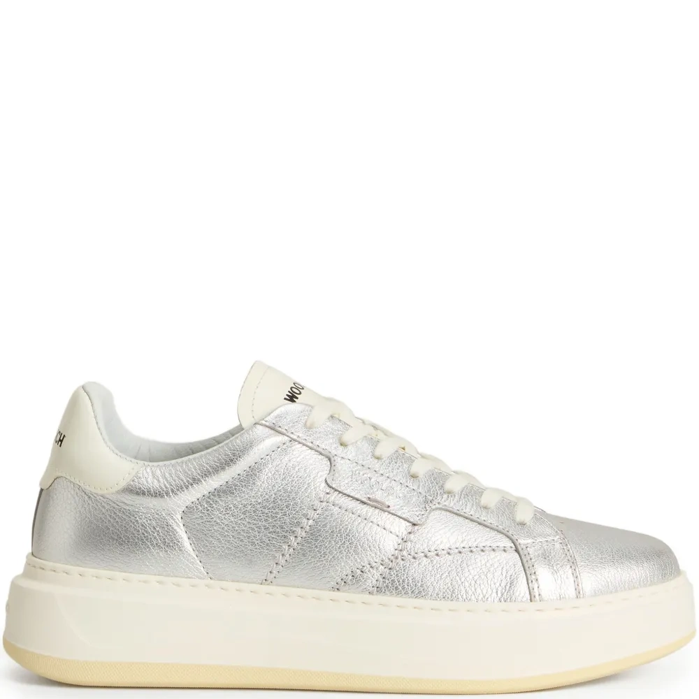 Кеды на платформе с эффектом металлик