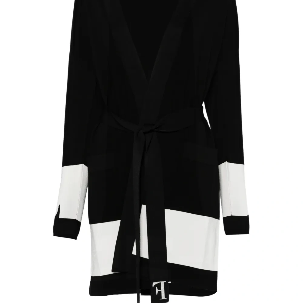 Кардиган с поясом и полосками