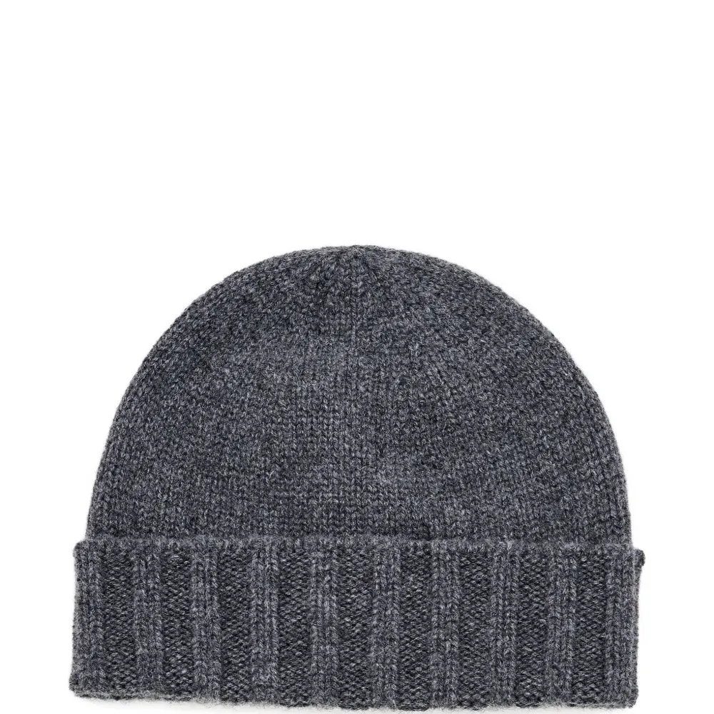 Кашемировая шапка бини в рубчик