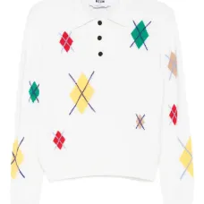 Свитер с воротником поло и узором Свитер с воротником поло и узором