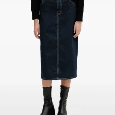 Джинсовая юбка миди с поясом