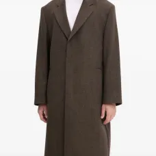 Однобортное пальто с узором в елочку