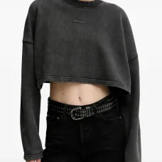 Укороченная толстовка с вышитым логотипом