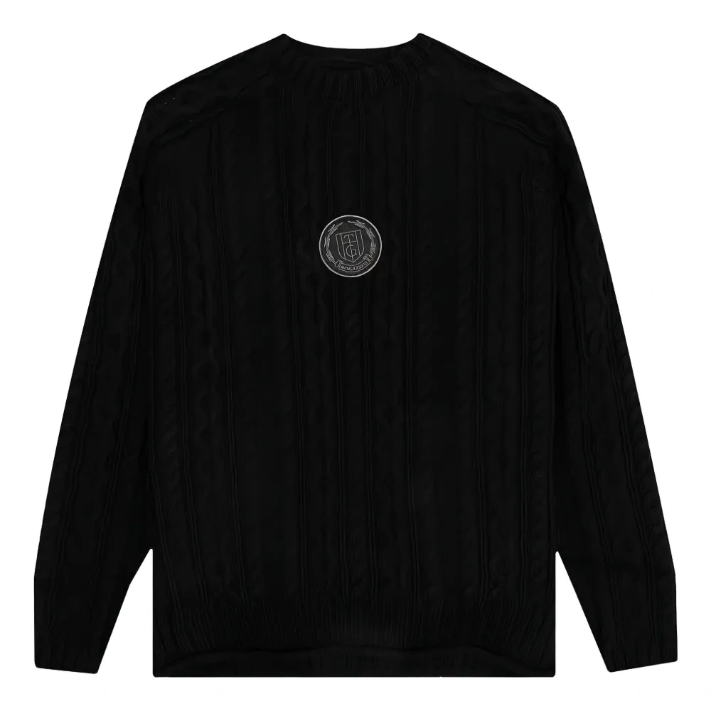 Свитер фактурной вязки с нашивкой-логотипом