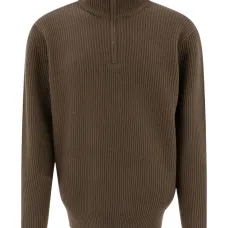 Свитер в рубчик с воротником на молнии