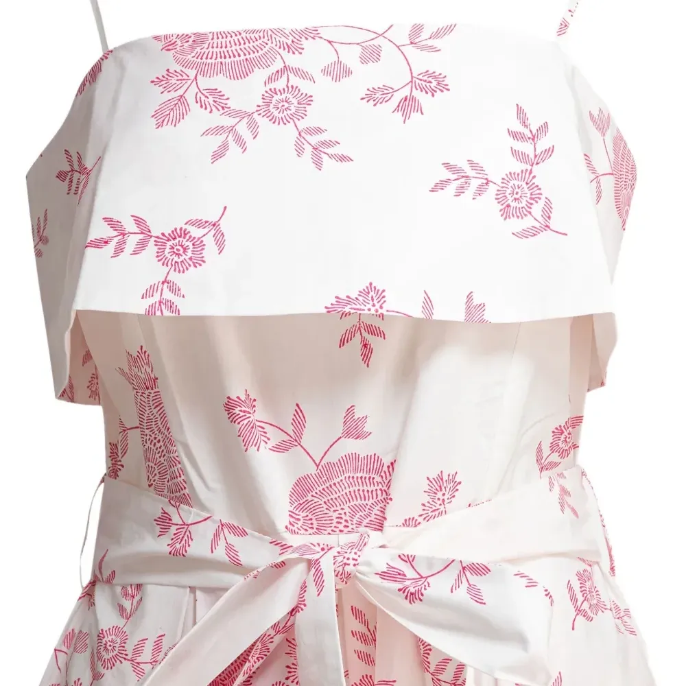 Платье миди с поясом и цветочным принтом