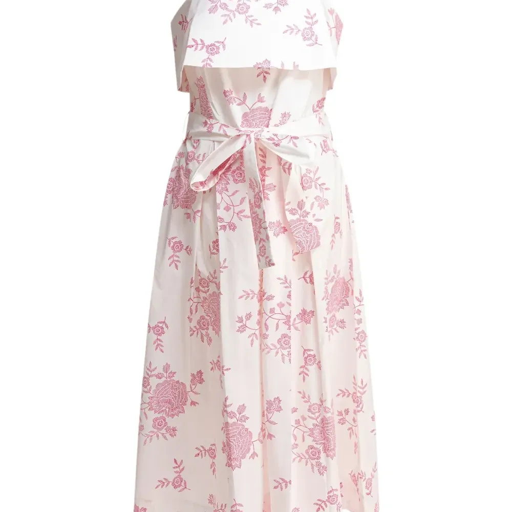 Платье миди с поясом и цветочным принтом