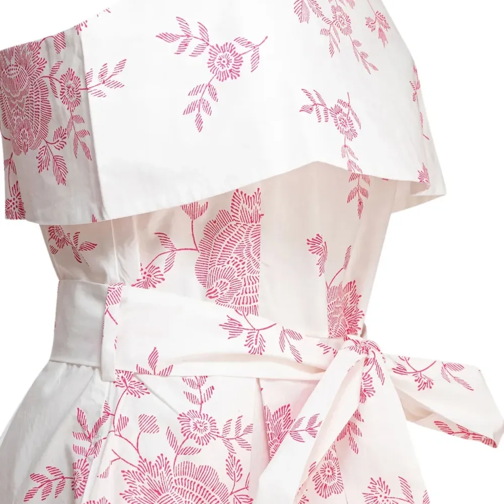 Платье миди с поясом и цветочным принтом