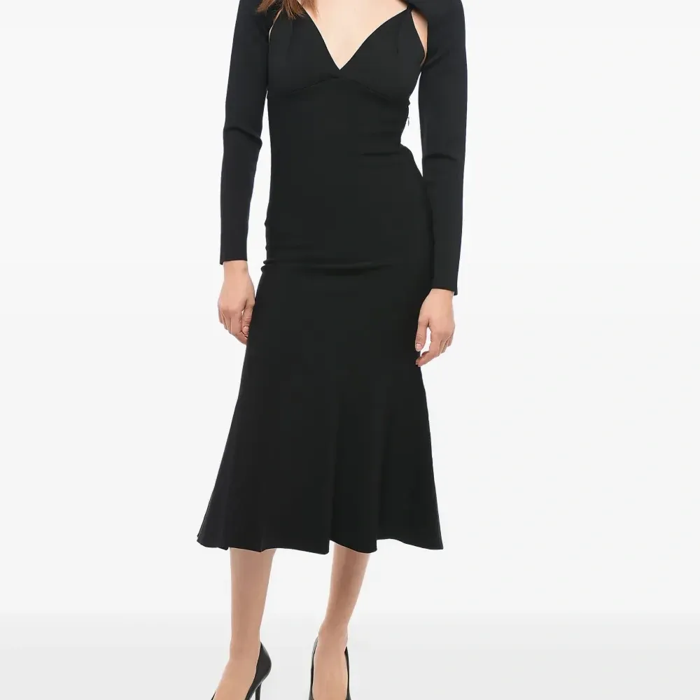 Платье миди со съемными рукавами Платье миди со съемными рукавами