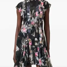 Платье с цветочным принтом и складками