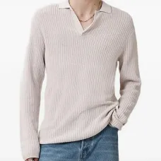 Свитер в рубчик с воротником поло