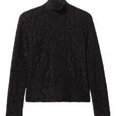 Кружевной топ с высоким воротником