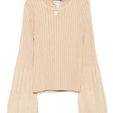 Свитер в рубчик с рукавами колокол