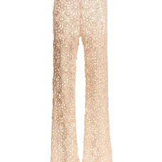 Брюки в технике кроше с цветочным узором