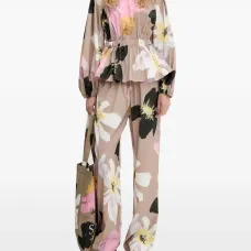 Брюки с кулиской и цветочным принтом