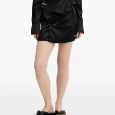 Атласная мини-юбка с запахом