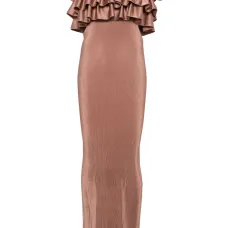 Вечернее платье макси с оборками