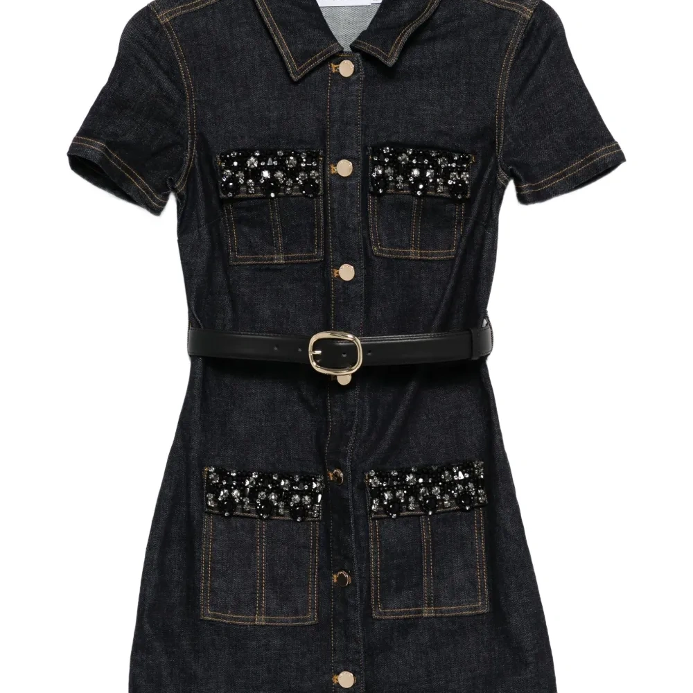 декорированное платье мини из денима