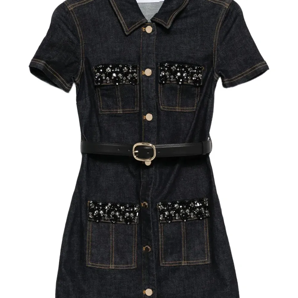 декорированное платье мини из денима