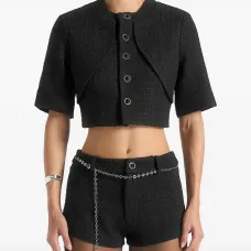 Твидовый топ Alba с высоким воротником