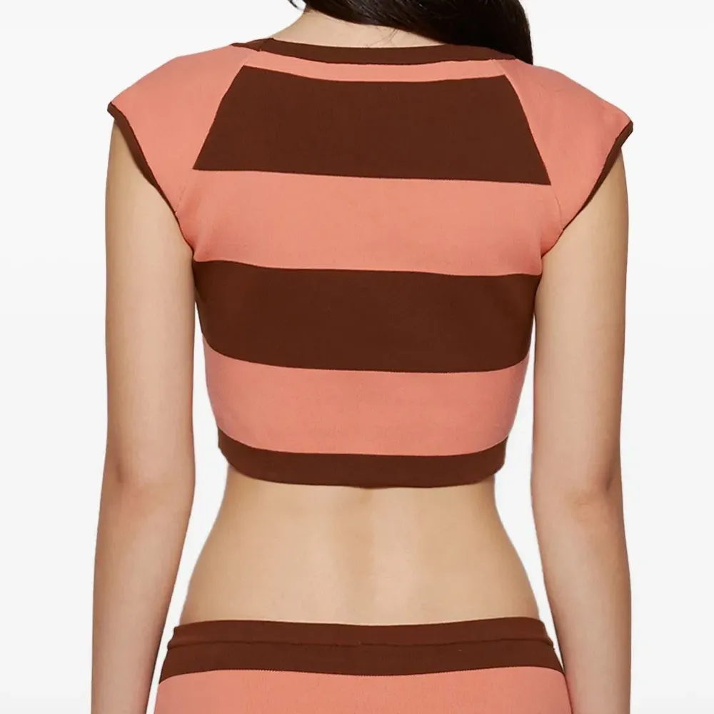 Топ в полоску с короткими рукавами кап-слив