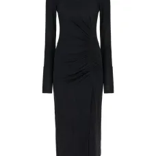 Платье миди с длинными рукавами и сборками