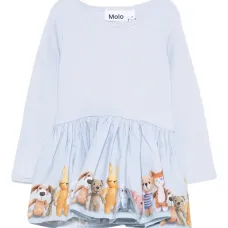 Платье в рубчик с анималистичным принтом