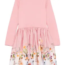 Платье в рубчик с принтом