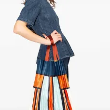 Плиссированная сумка-тоут Chia в полоску