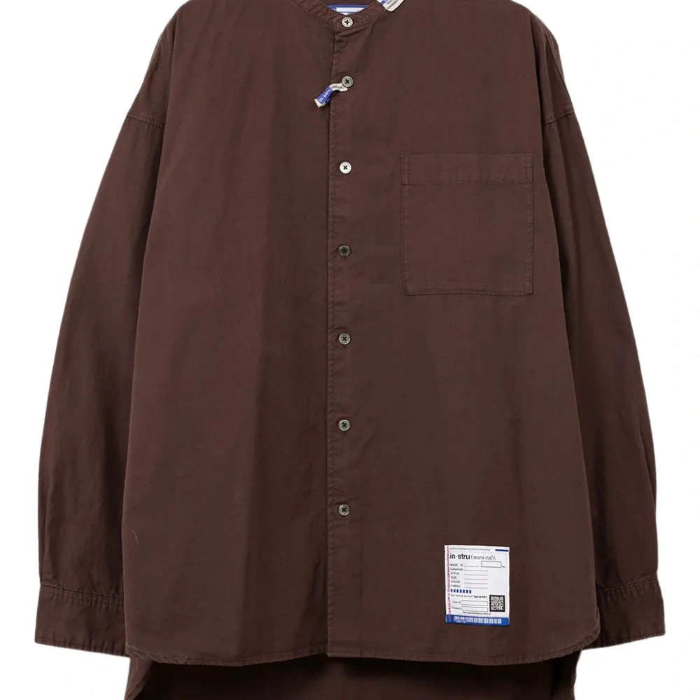 Рубашка с воротником-стойкой и длинными рукавами