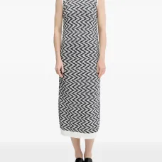 Платье миди с узором шеврон